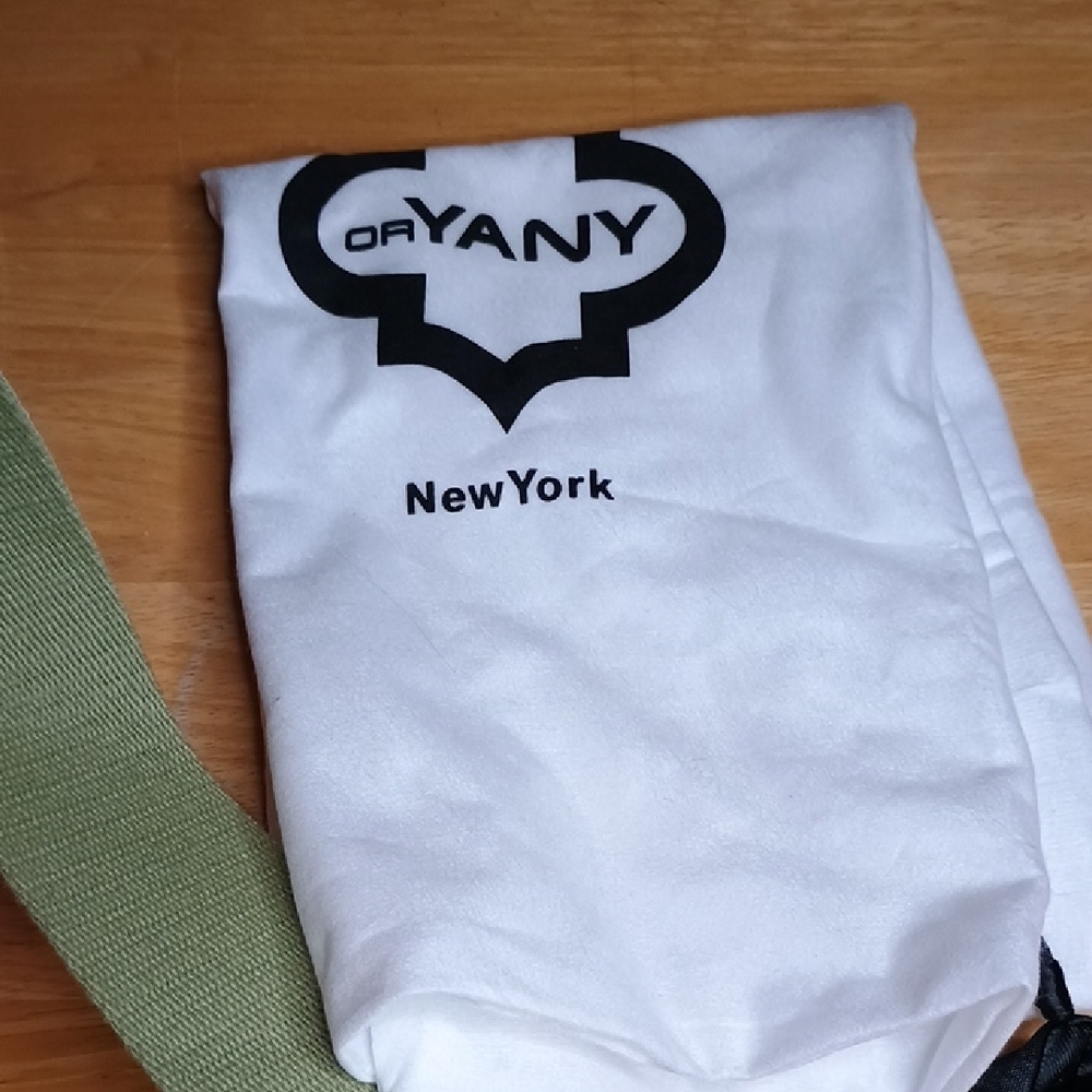 orYANY Orange Leather Crossbody Bucket Bag with Green Strap - Picture 7 of 13